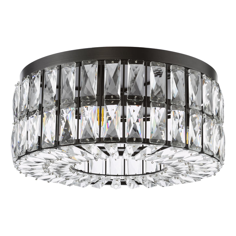 Dar Lighting Relena 4 Light Flush Matt Black and Crystal • REL0422