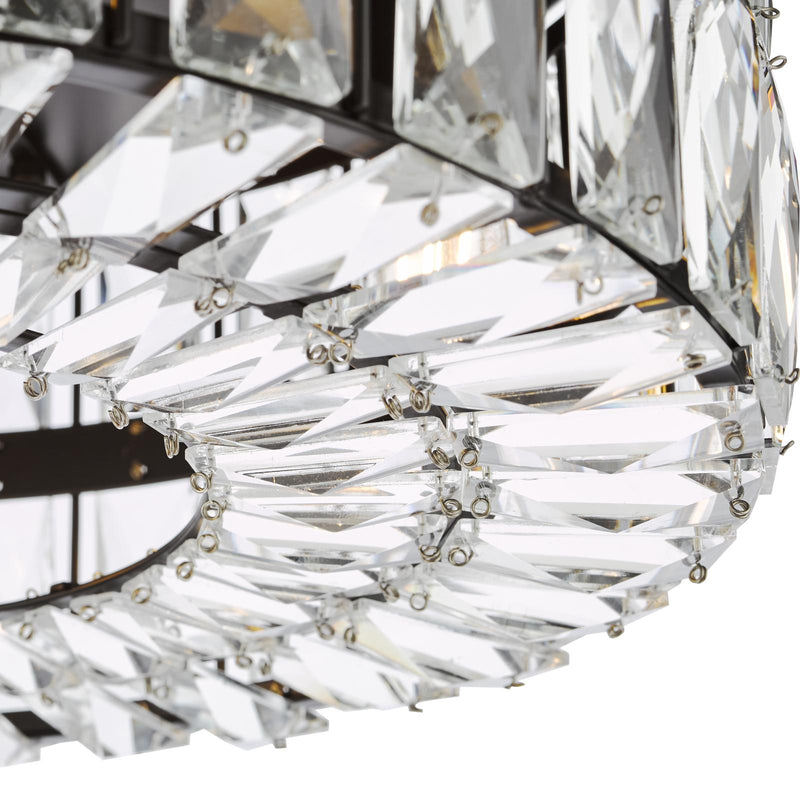 Dar Lighting Relena 4 Light Flush Matt Black and Crystal • REL0422