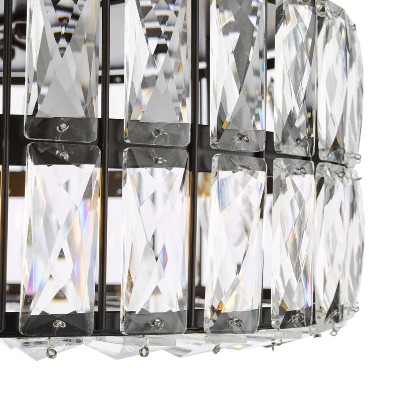 Dar Lighting Relena 4 Light Flush Matt Black and Crystal • REL0422