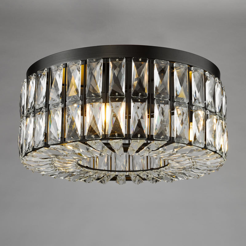 Dar Lighting Relena 4 Light Flush Matt Black and Crystal • REL0422