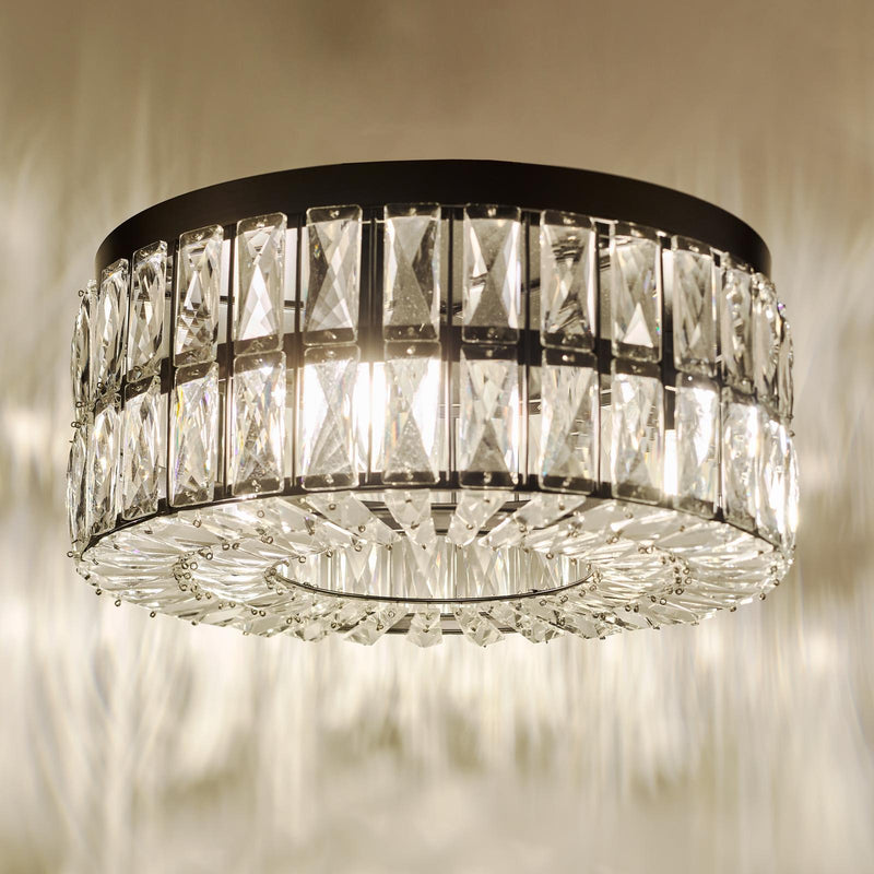 Dar Lighting Relena 4 Light Flush Matt Black and Crystal • REL0422