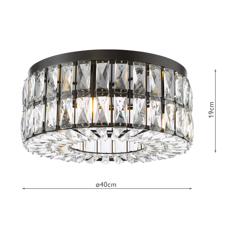 Dar Lighting Relena 4 Light Flush Matt Black and Crystal • REL0422