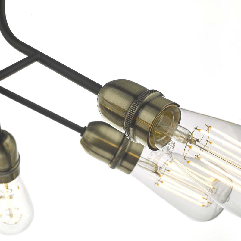 Dar Lighting Remy 6 Light Semi Flush Black & Antique Brass • REM0654