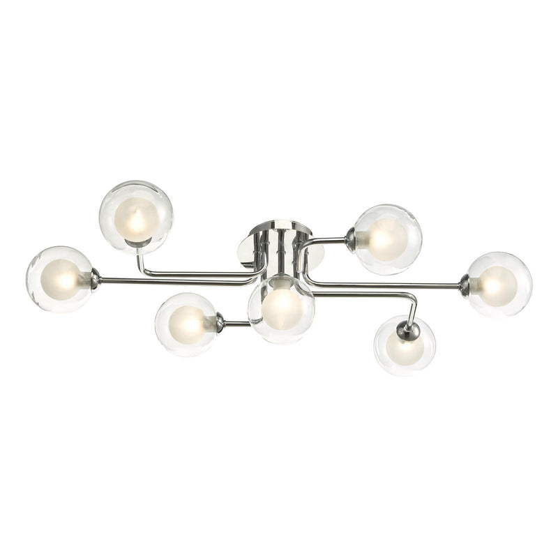Dar Lighting Reyna 7lt Semi Flush Polished Chrome With Clear/Opal Glass • REY3450-04
