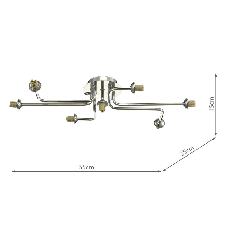 Dar Lighting Reyna 7lt Semi Flush Polished Chrome Frame Only • REY3450-F