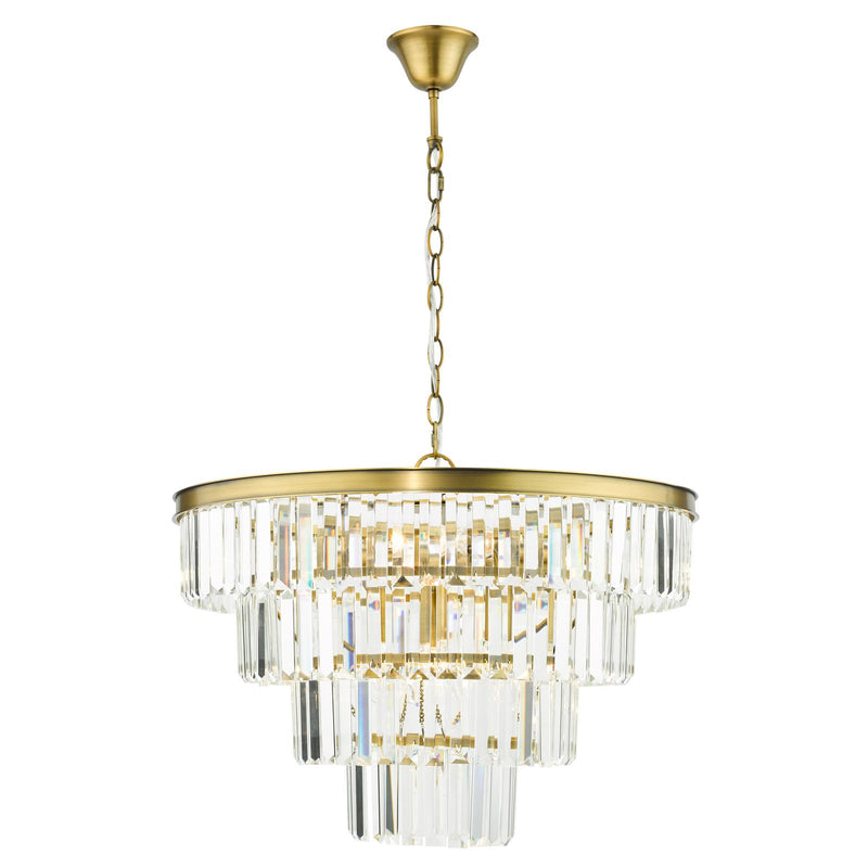 Dar Lighting Rhapsody 6 Light Chandelier Crystal and Natural Brass • RHA0663