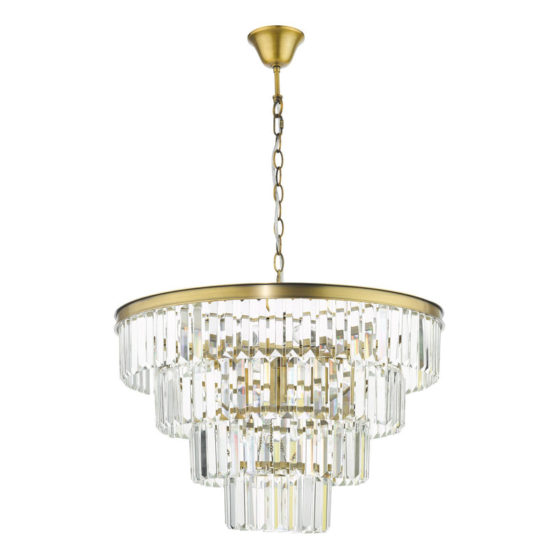Dar Lighting Rhapsody 6 Light Chandelier Crystal and Natural Brass • RHA0663