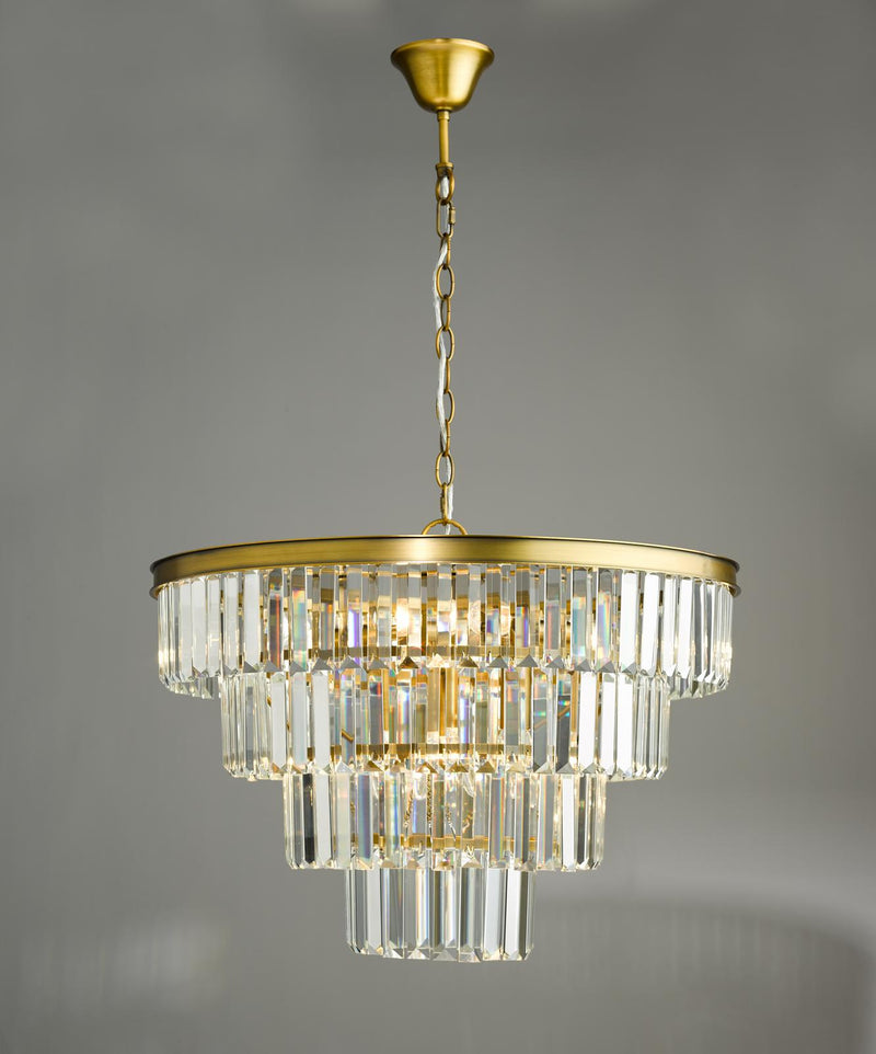 Dar Lighting Rhapsody 6 Light Chandelier Crystal and Natural Brass • RHA0663