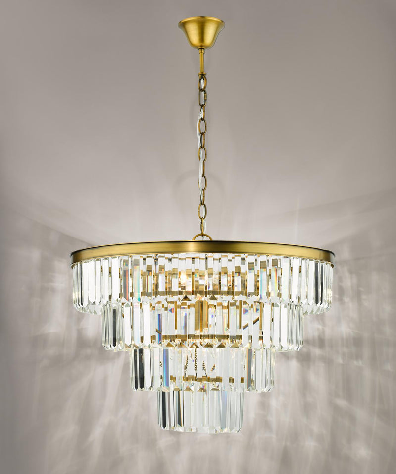 Dar Lighting Rhapsody 6 Light Chandelier Crystal and Natural Brass • RHA0663