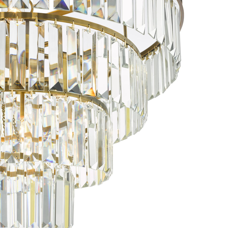 Dar Lighting Rhapsody 6 Light Chandelier Crystal and Natural Brass • RHA0663