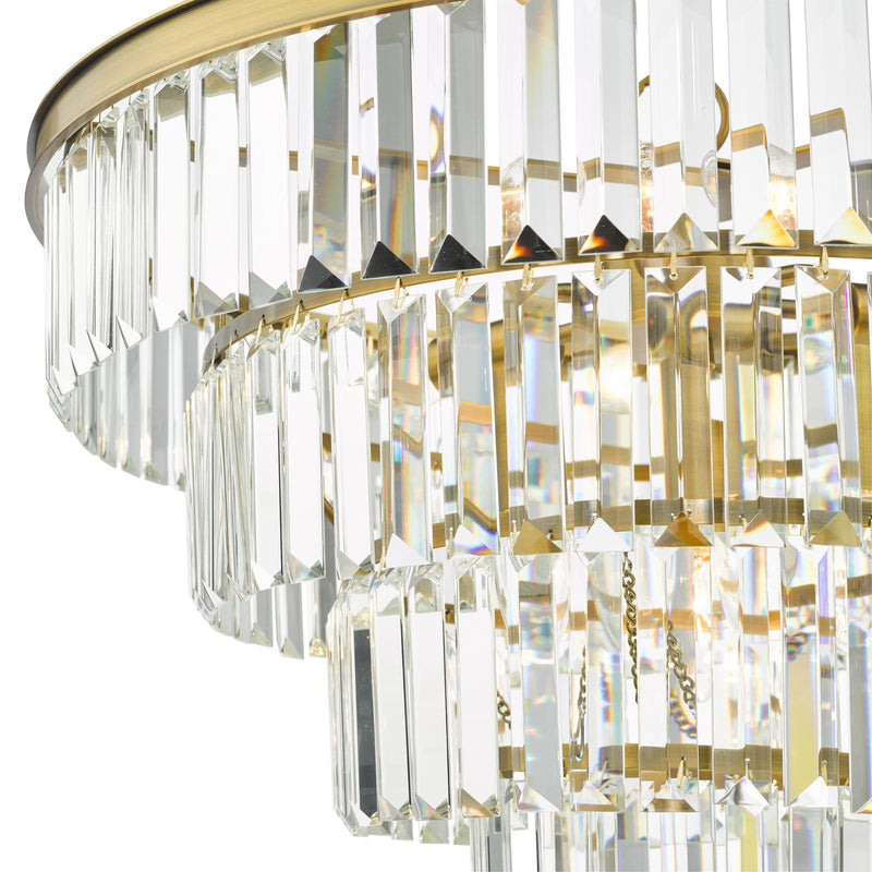 Dar Lighting Rhapsody 6 Light Chandelier Crystal and Natural Brass • RHA0663