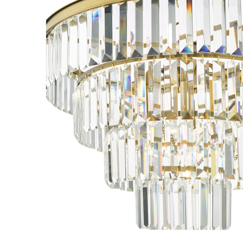 Dar Lighting Rhapsody 6 Light Chandelier Crystal and Natural Brass • RHA0663