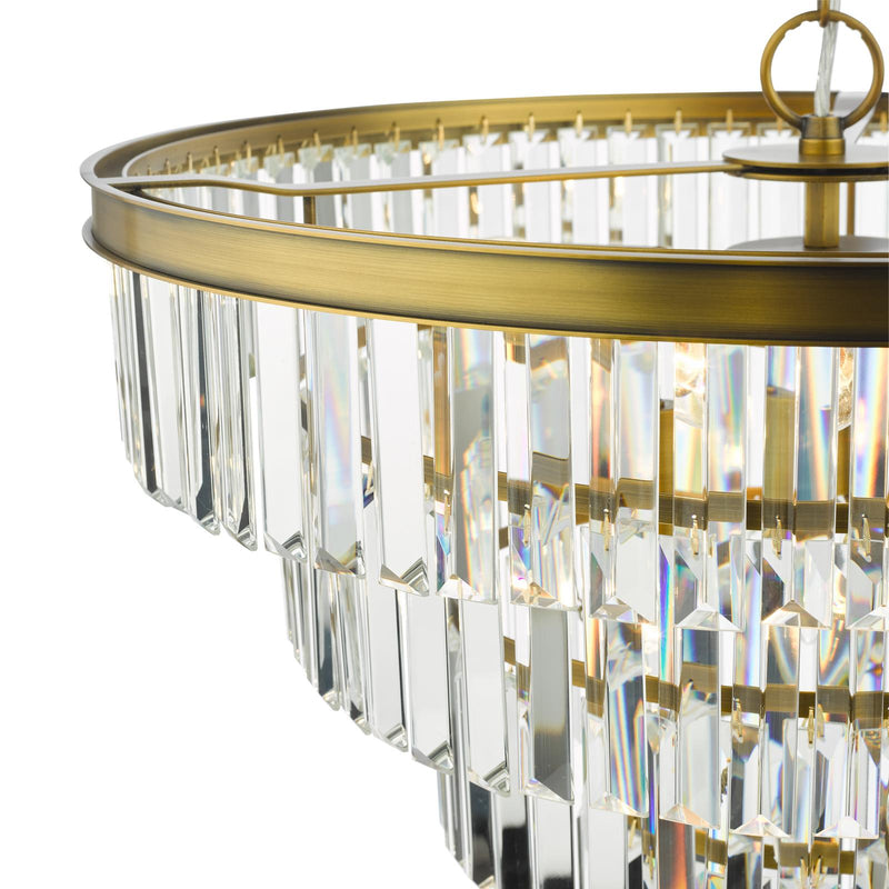 Dar Lighting Rhapsody 6 Light Chandelier Crystal and Natural Brass • RHA0663