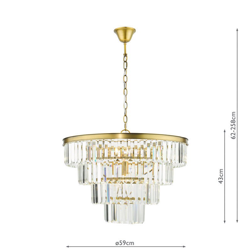 Dar Lighting Rhapsody 6 Light Chandelier Crystal and Natural Brass • RHA0663