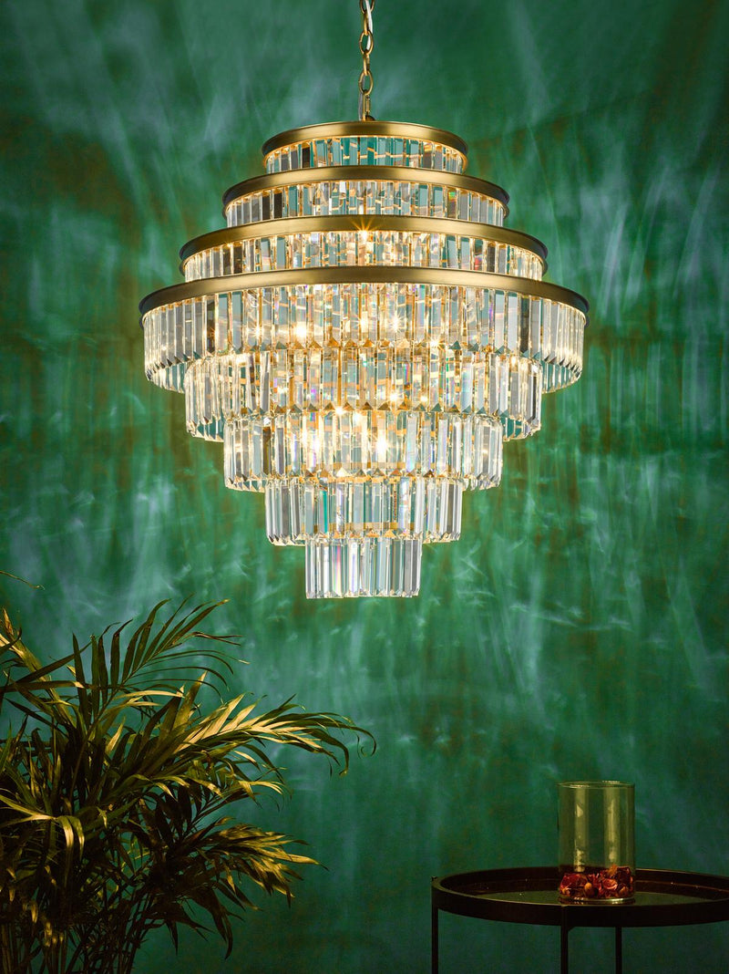 Dar Lighting Rhapsody 12 Light Chandelier Bronze Crystal • RHA1263