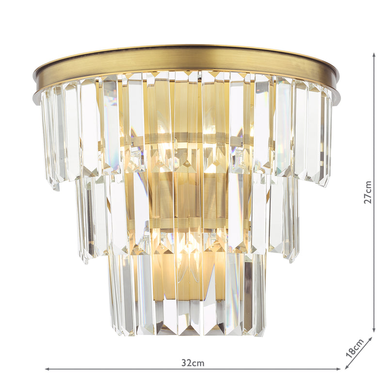 Dar Lighting Rhapsody 3 Light Wall Light Crystal and Bronze • RHA3063