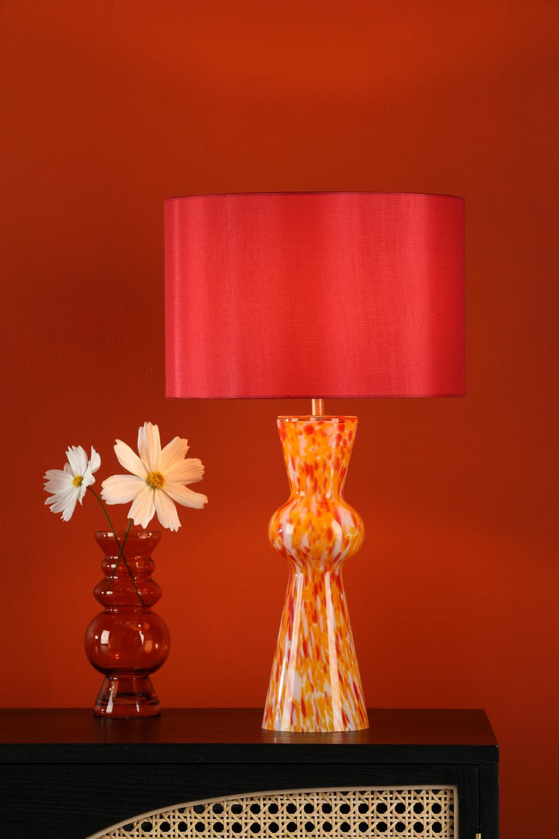 Dar Lighting Rheneas Table Lamp Red Glass With Shade • RHE4225
