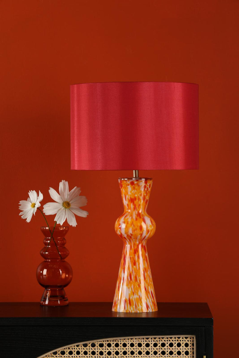 Dar Lighting Rheneas Table Lamp Red Glass With Shade • RHE4225