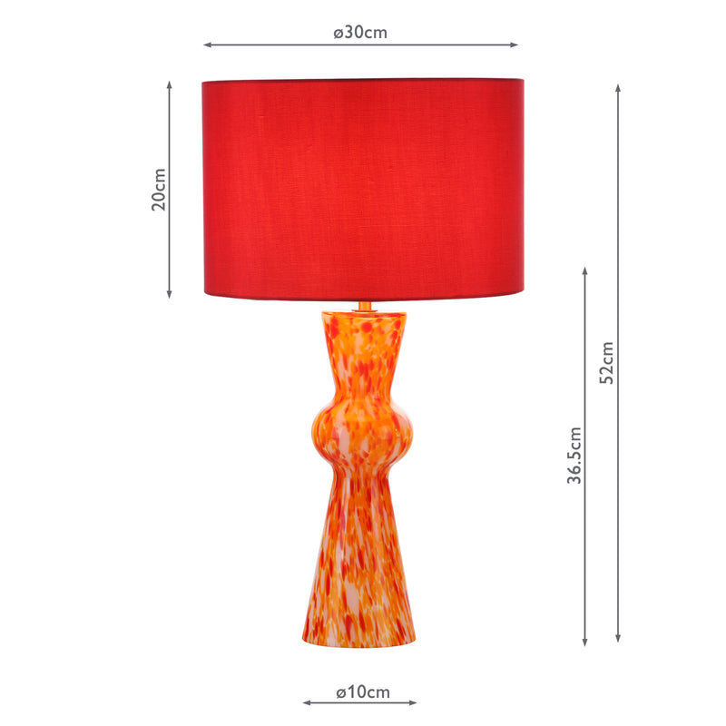 Dar Lighting Rheneas Table Lamp Red Glass With Shade • RHE4225