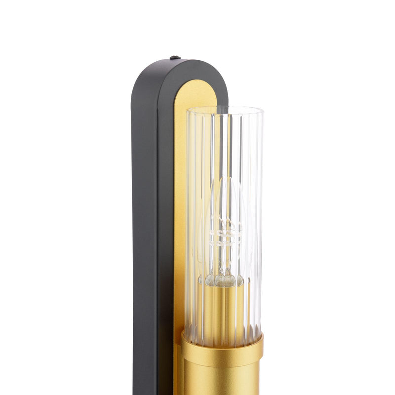 Dar Lighting Rhian 2 Light Wall Light Matt Black and Ribbed Glass • RHI0954