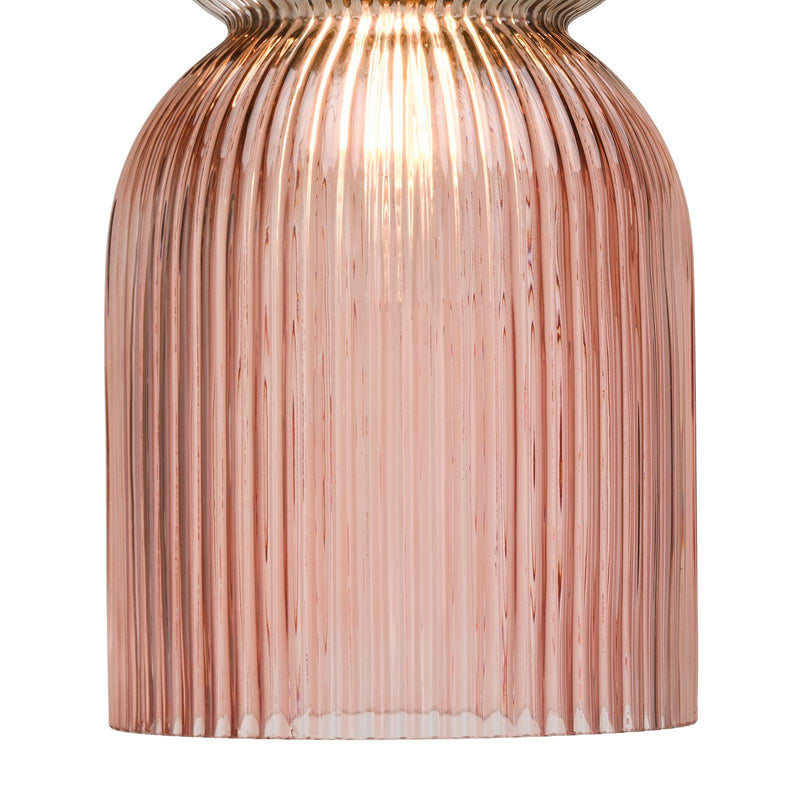 Dar Lighting Rhubarb Pendant Pink and Green Ribbed Glass • RHU0103
