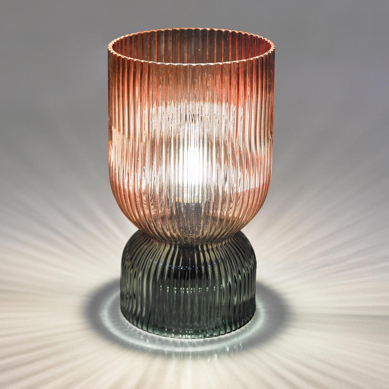 Dar Lighting Rhubarb Table Lamp Pink and Green Ribbed Glass • RHU4203