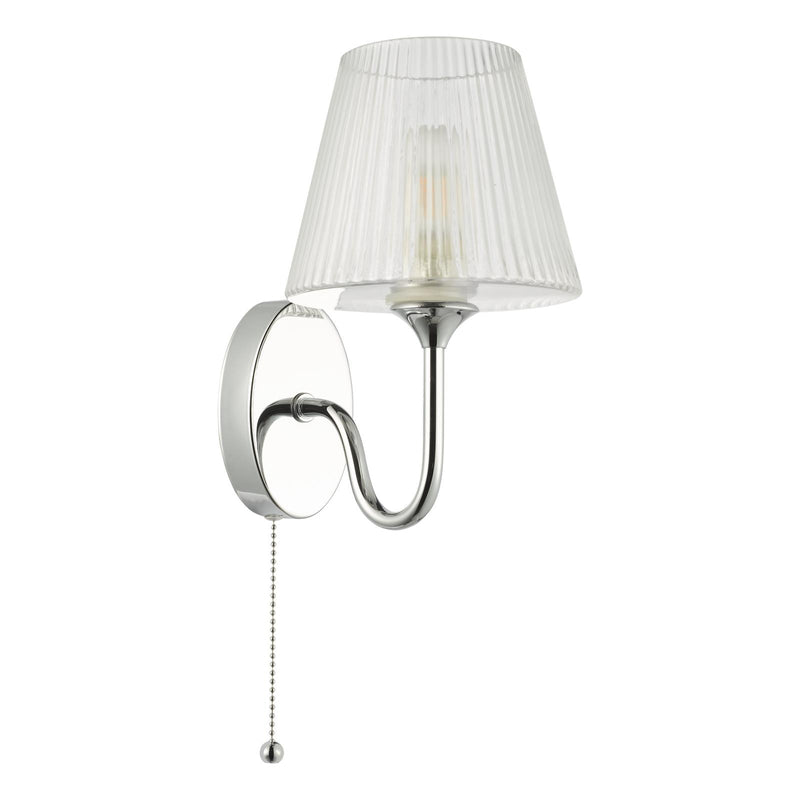 Dar Lighting Rimaz Bathroom Wall Light Polished Chrome and Ribbed Glass IP44 • RIM0750