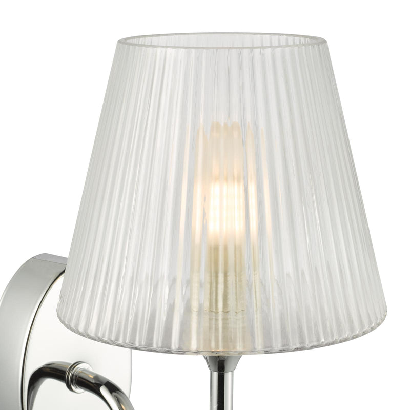 Dar Lighting Rimaz Bathroom Wall Light Polished Chrome and Ribbed Glass IP44 • RIM0750