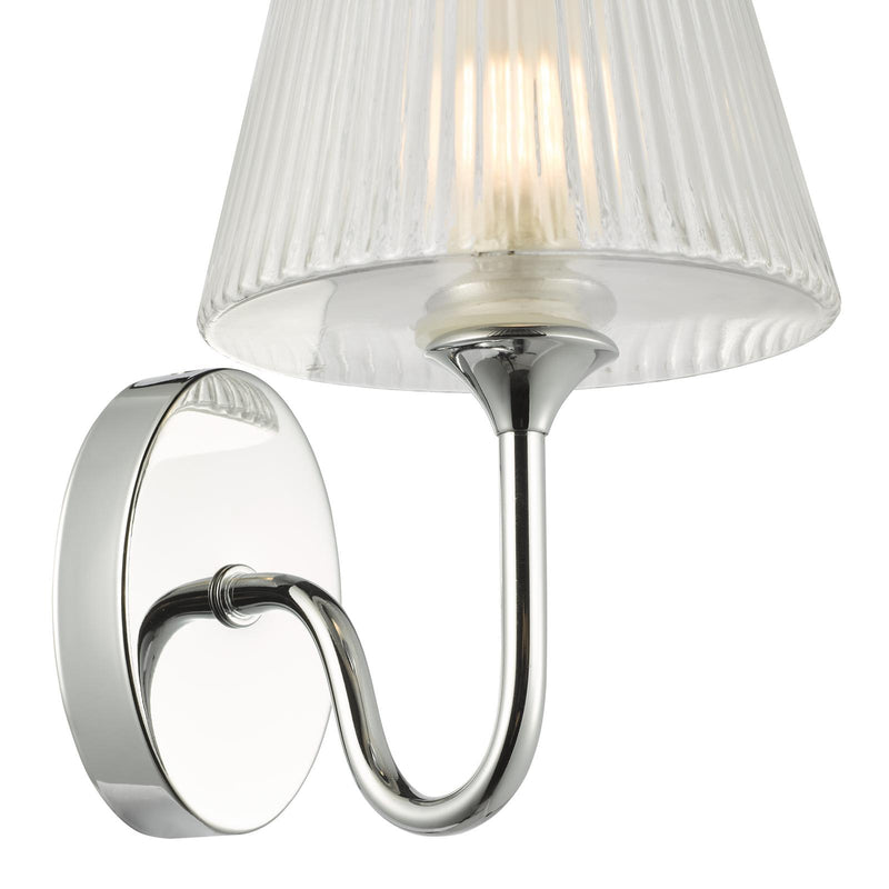 Dar Lighting Rimaz Bathroom Wall Light Polished Chrome and Ribbed Glass IP44 • RIM0750