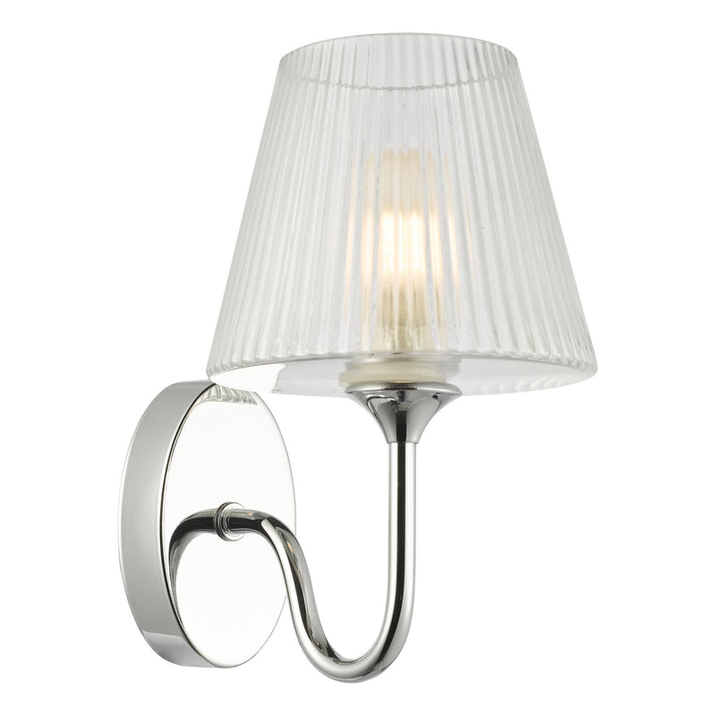 Dar Lighting Rimaz Bathroom Wall Light Polished Chrome and Ribbed Glass IP44 • RIM0750