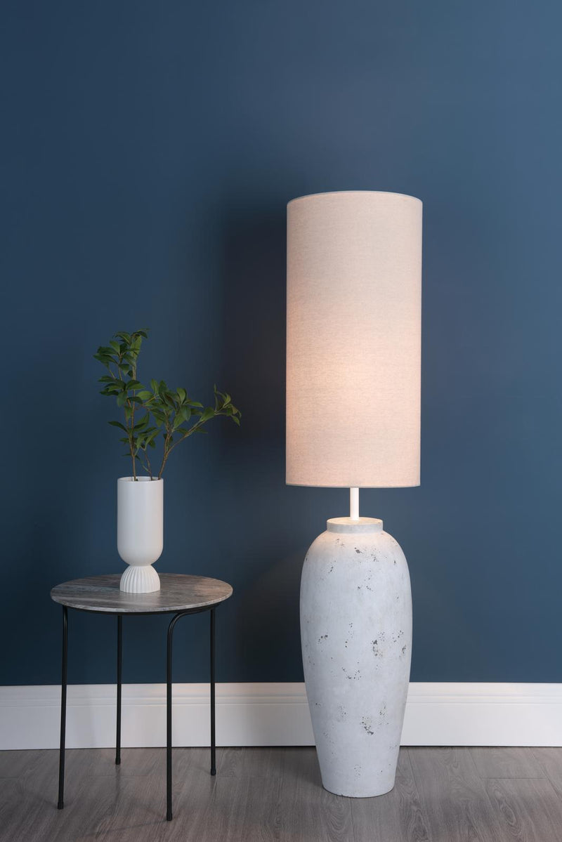 Dar Lighting Roetta Floor Lamp White and Natural With Shade • ROE4902