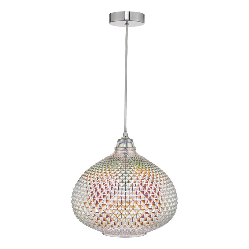 Dar Lighting Roisin Pendant Glass & Polished Chrome • ROI0155