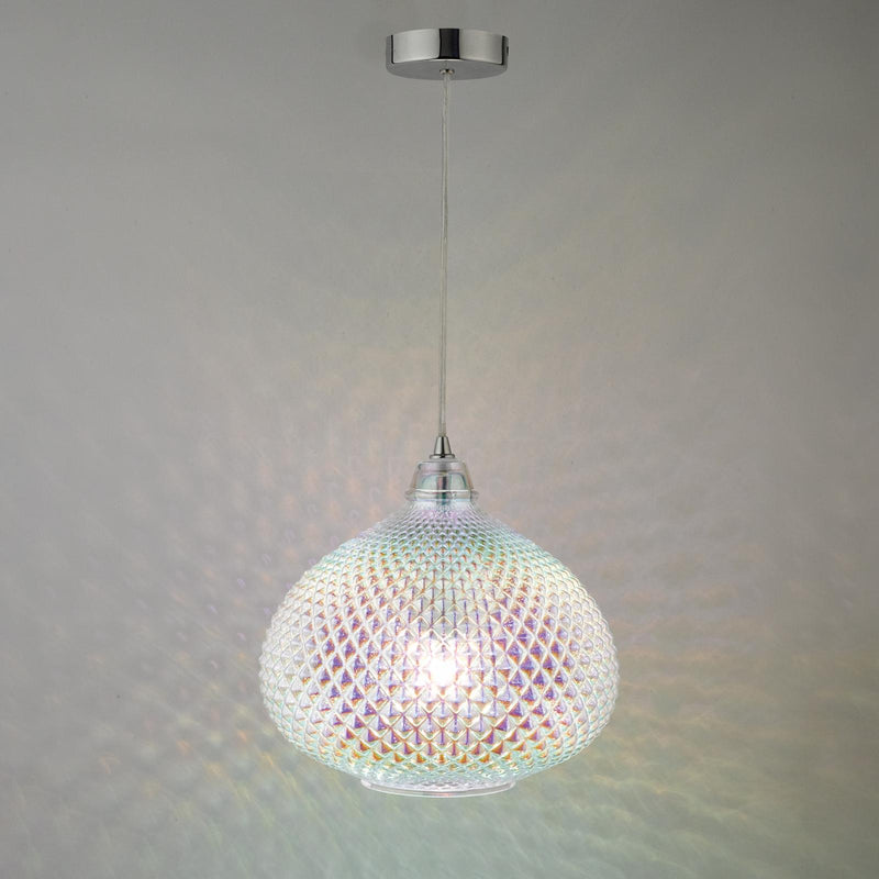 Dar Lighting Roisin Pendant Glass & Polished Chrome • ROI0155