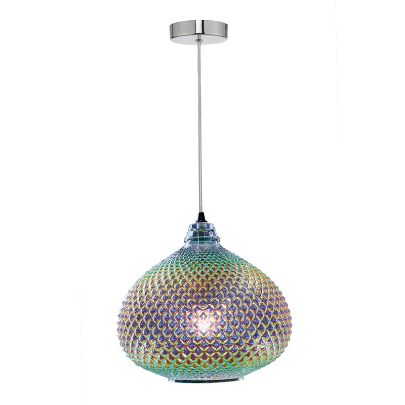 Dar Lighting Roisin Pendant Glass & Polished Chrome • ROI0155