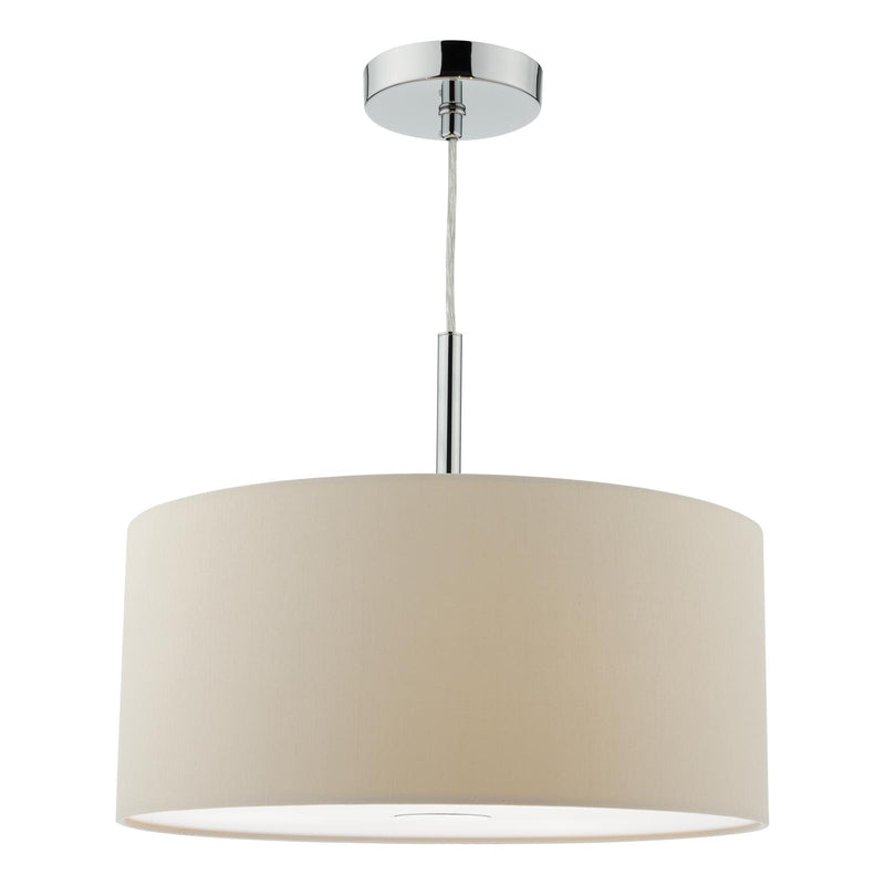 Dar Lighting Ronda 3lt Pendant Ecru Faux Silk Shade 40cm • RON1029