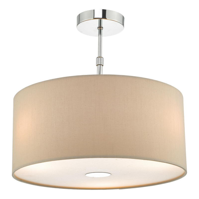 Dar Lighting Ronda 3lt Pendant Ecru Faux Silk Shade 40cm • RON1029