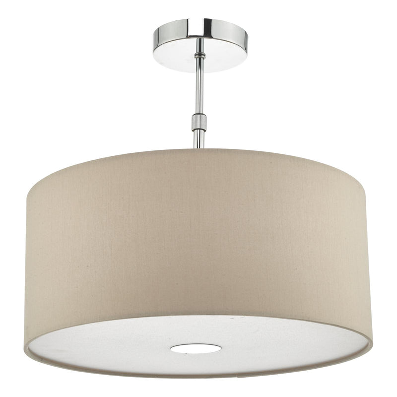 Dar Lighting Ronda 3lt Pendant Ecru Faux Silk Shade 40cm • RON1029