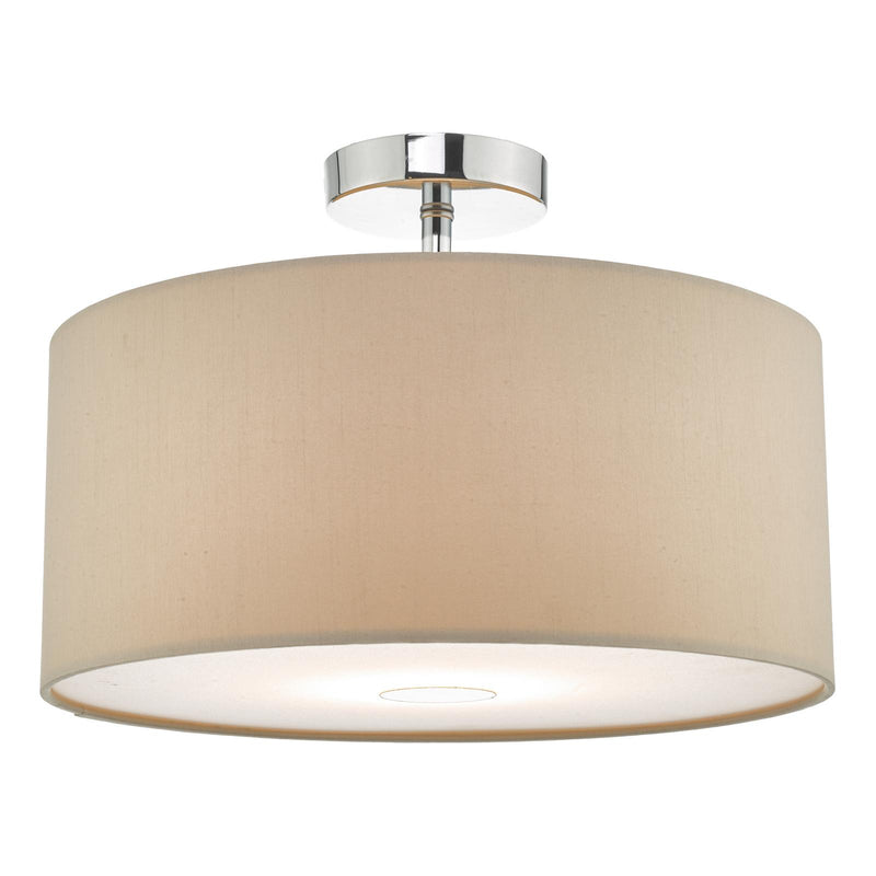 Dar Lighting Ronda 3lt Pendant Ecru Faux Silk Shade 40cm • RON1029