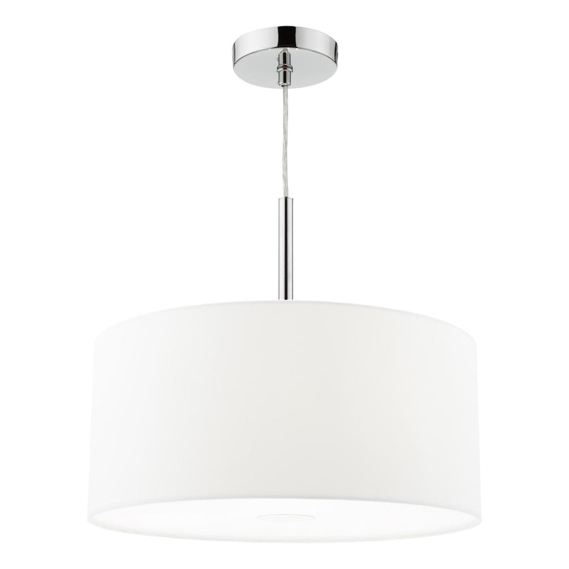 Dar Lighting Ronda 3lt Pendant White Faux Silk Shade 40cm • RON102