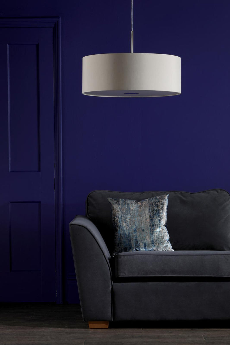 Dar Lighting Ronda 3lt Pendant Ecru Faux Silk Shade 60cm • RON1729