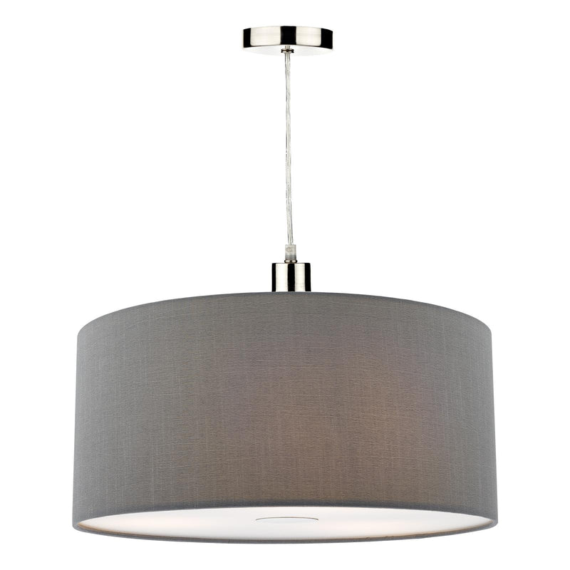 Dar Lighting Ronda Grey Faux Silk Easy Fit Shade 40cm • RON6539