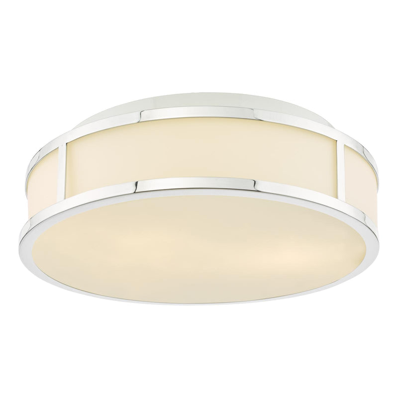 Dar Lighting Royce 2 Light Bathroom Flush Polished Chrome and Opal Glass IP44 • ROY5050