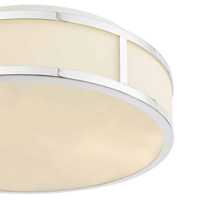 Dar Lighting Royce 2 Light Bathroom Flush Polished Chrome and Opal Glass IP44 • ROY5050