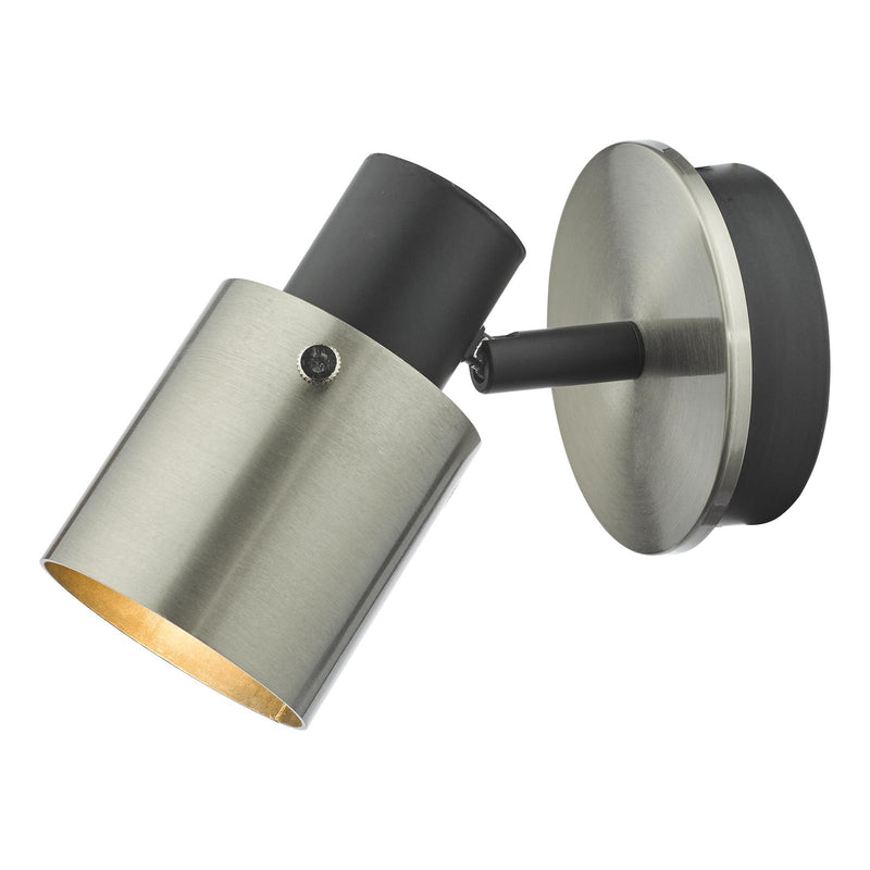 Dar Lighting Ryan Single Wall Spotlight Brushed Nickel Matt Black • RYA0738