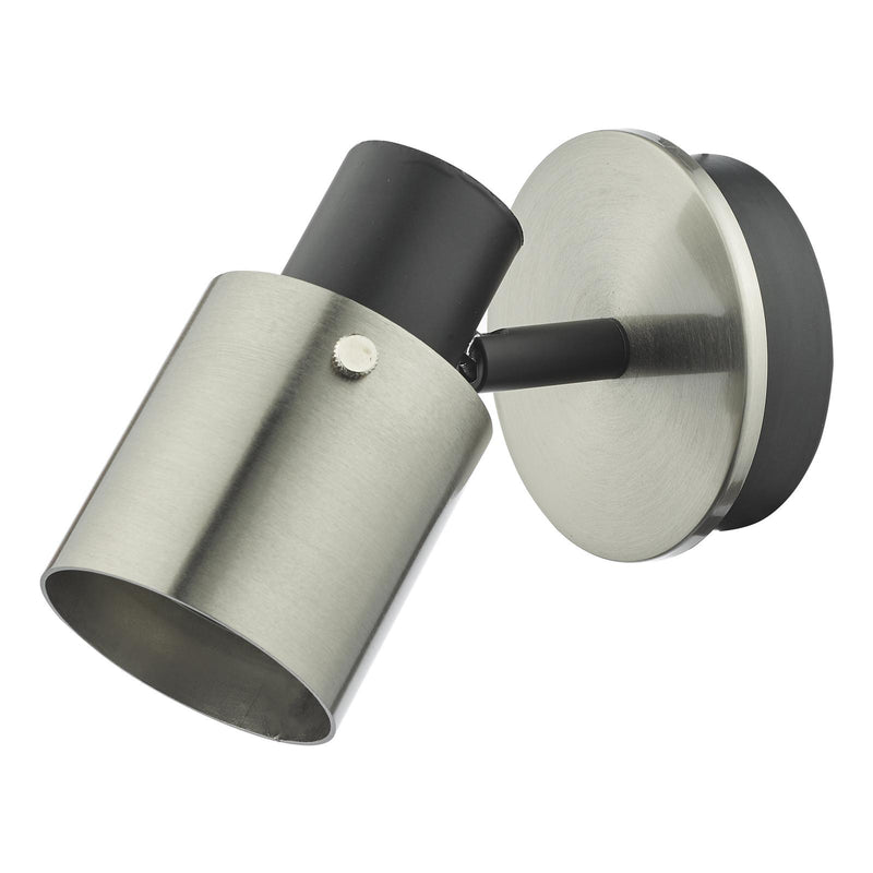 Dar Lighting Ryan Single Wall Spotlight Brushed Nickel Matt Black • RYA0738