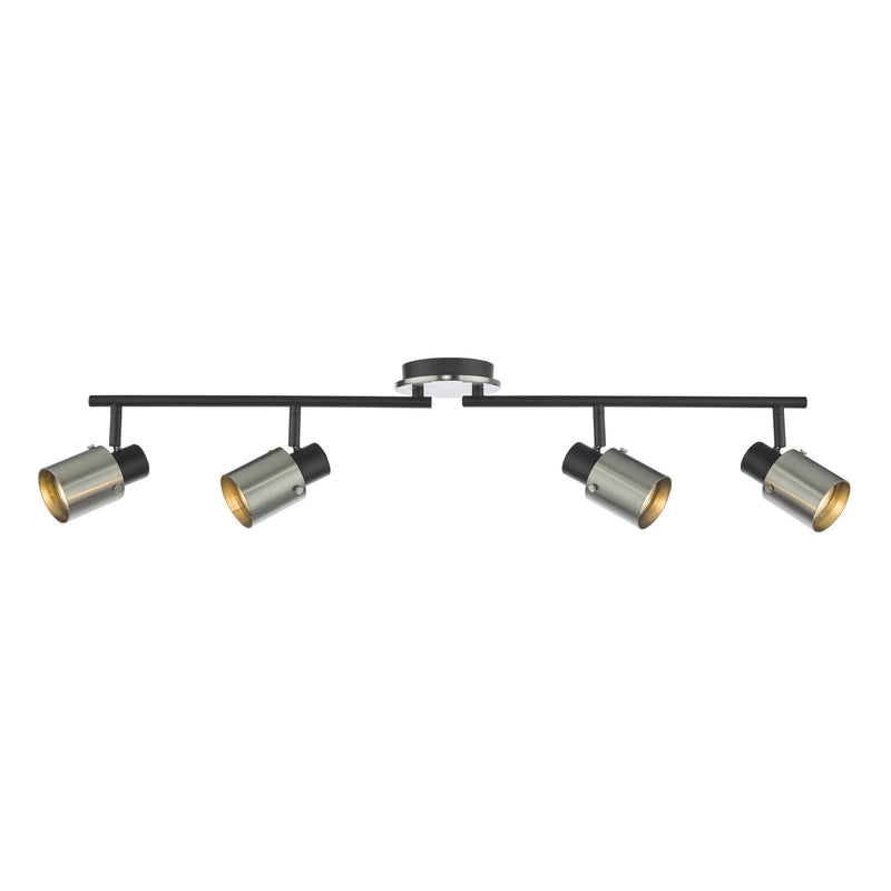 Dar Lighting Ryan 4 Light Bar Spotlight Brushed Nickel Matt Black • RYA8438