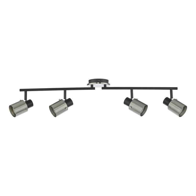 Dar Lighting Ryan 4 Light Bar Spotlight Brushed Nickel Matt Black • RYA8438