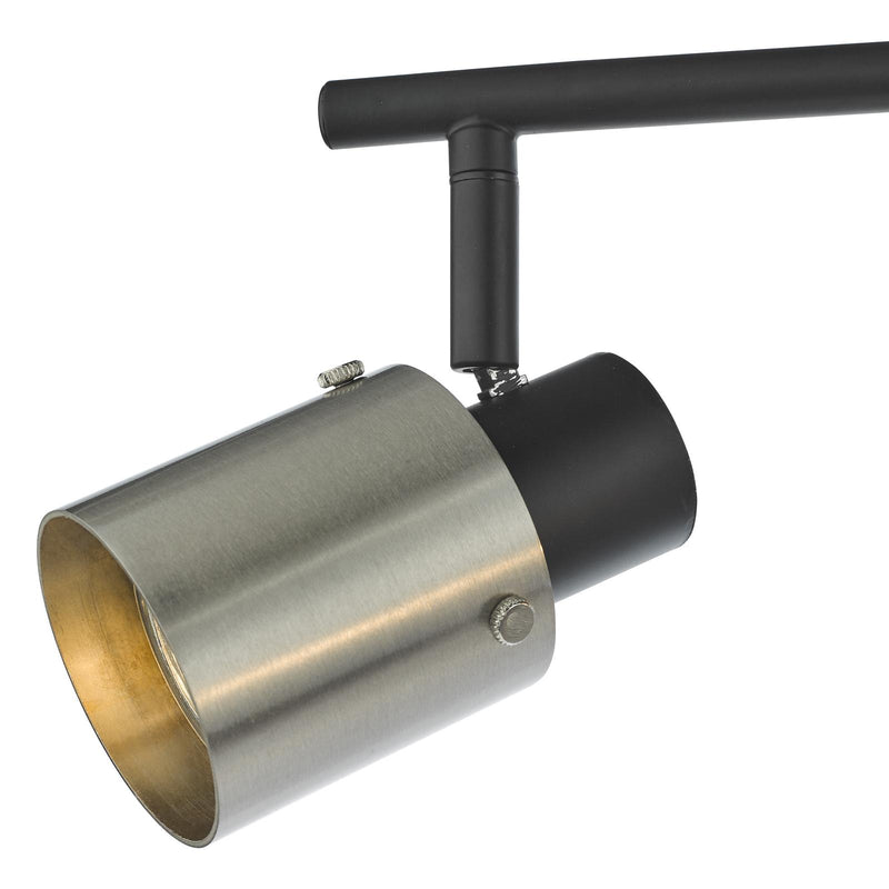 Dar Lighting Ryan 4 Light Bar Spotlight Brushed Nickel Matt Black • RYA8438