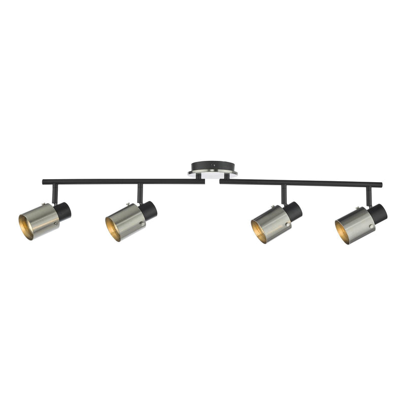 Dar Lighting Ryan 4 Light Bar Spotlight Brushed Nickel Matt Black • RYA8438