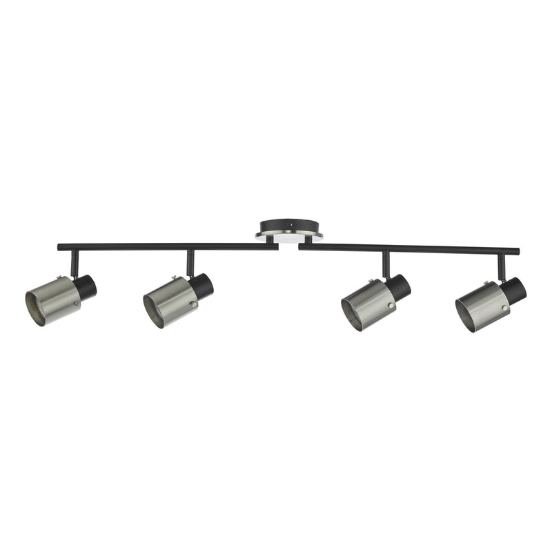 Dar Lighting Ryan 4 Light Bar Spotlight Brushed Nickel Matt Black • RYA8438